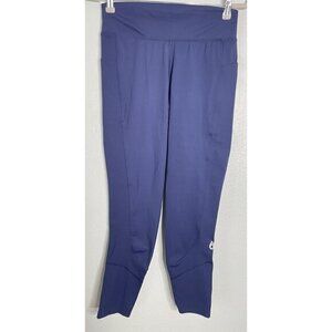 Dona Jo Mid Rise Pull On Capri Legging Blue Tennis Gym Pickleball Pockets Sz 2 L